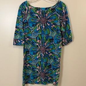 Lilly Pulitzer Blue & Green Floral Cotton Dress